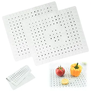 Spülbeckeneinlage, 2 Stück Gummi Spülbeckenauskleidungen, 31 x 26 cm Waschbecken Spülmatte Abtropfmatte, Spülbeckeneinlage Eckig, Küchenspüle Matte, Abflussmatten für das Badezimmer(Grau)