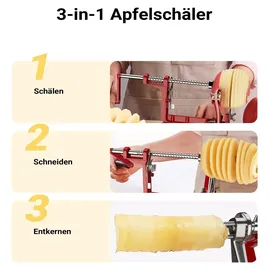 Wiltec Apfelschäler 3 in 1 mit Stahlklingen 30 x 10 x 13 cm