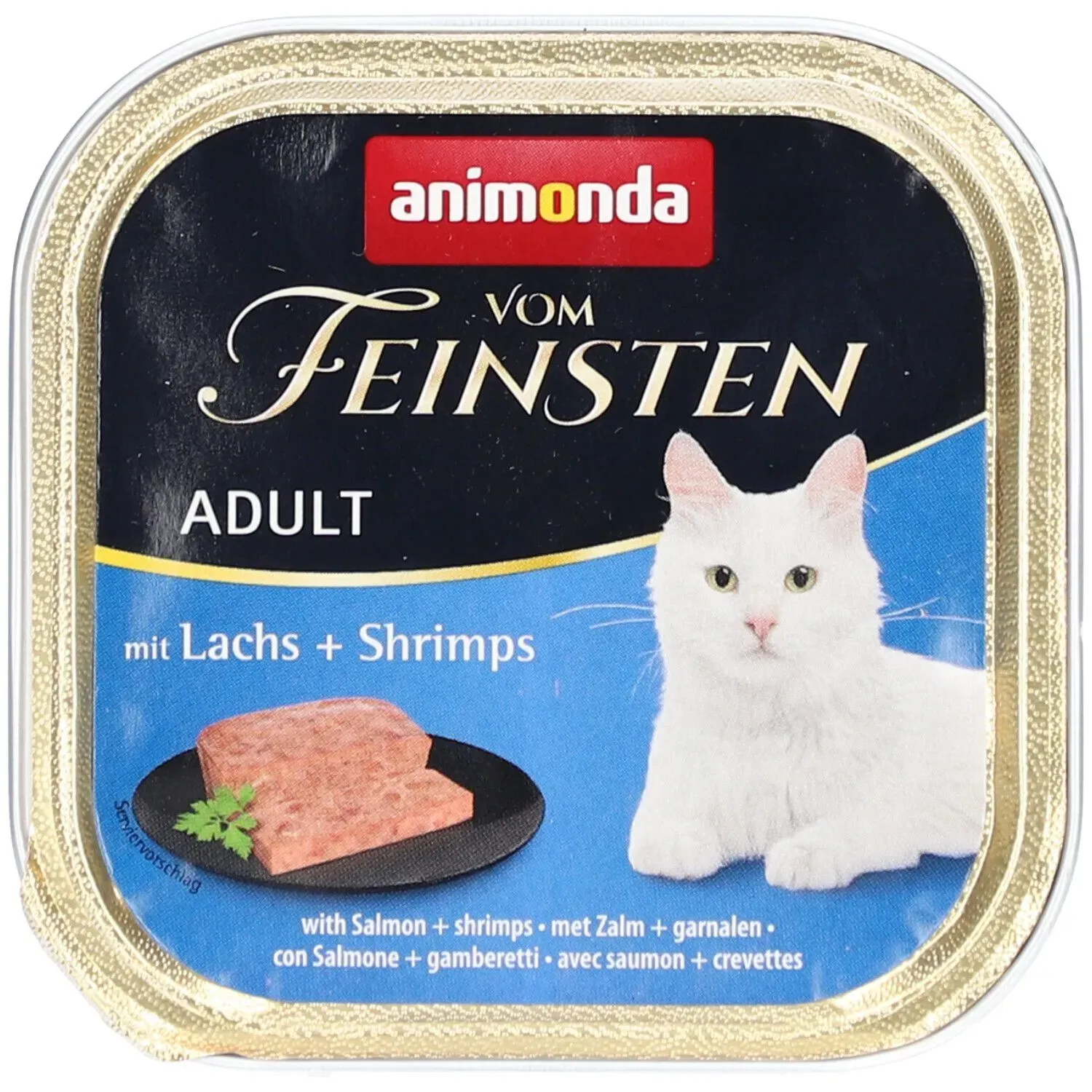 Animonda Vom Feinsten Nassfutter für ausgewachsene Katzen mit Lachs und Garnelen