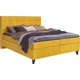 Alina Boxspringbett ALINA "Neomi", gelb (gelb tbs 15), B:140cm L:212cm, Chenille TBS (100% Polyester), Komplettbetten, Boxspringbett, inklusive Matratze und Topper