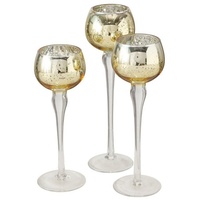 Boltze Windlicht Minou Deko Vase Glas lackiert Gold H 18-22 cm 3er Set