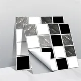 Fliesenaufkleber, Selbstklebend 3D Mosaik Fliesenaufkleber Küche Bad Schlafzimmer Wasserdicht Fliesen Dekoration Aufkleber, PVC Kristallfolie, 10x10cm (A, 20)