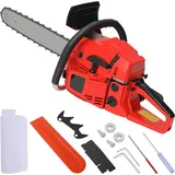 Benzin Kettensäge - Motorsäge 58cc 2-Takt - 2,4 kW Leistung - 50 cm Schwert - Antivibration - Für Brennholz und Forstarbeiten - Rot