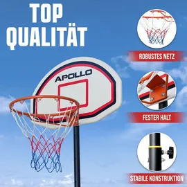 Apollo Basketballkorb Outdoor Set mit Ständer und Rollen inkl. Ball - Pumpe - Classic