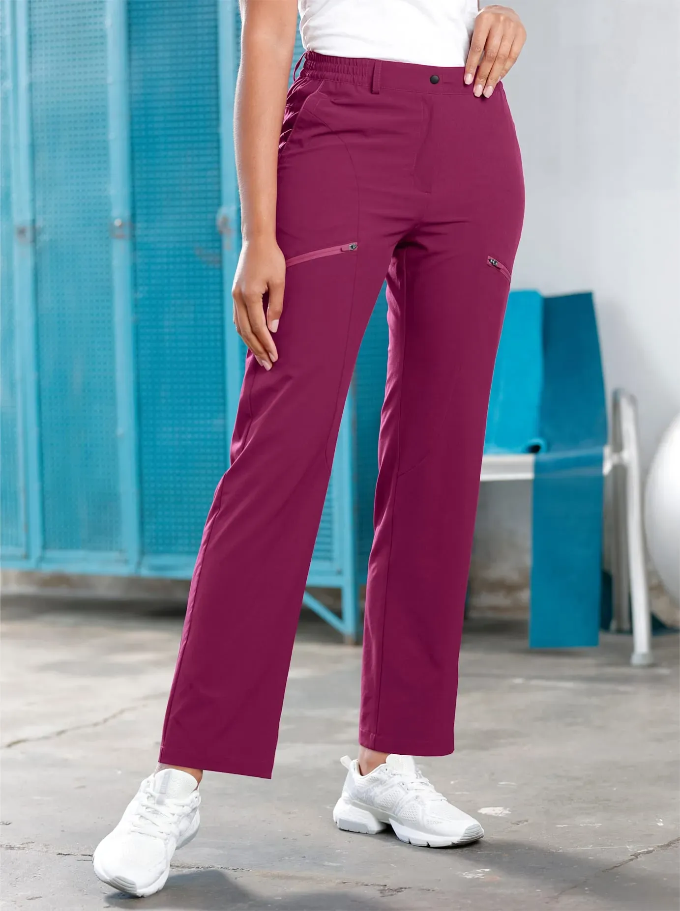 Trekkinghose CATAMARAN, Damen, Gr. 38, Normalgrößen, lila (malve), 93% Polyester, 7% Elasthan, Paspelierung:100% Polyester, unifarben, lang, Hosen Trekkinghose