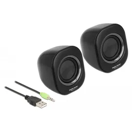 DeLock Mini Stereo PC Lautsprecher mit 3,5 mm Klinkenstecker und USB Stromversorgung,