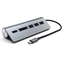 Satechi Type-C Aluminium USB Hub & Card Reader Silber