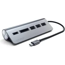 Satechi Type-C Aluminium USB Hub & Card Reader Silber