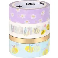 Folia Washi Tape BEES Deko-Klebeband 1,5 cm 4 Rollen