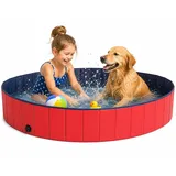 LIONTO Hundepool faltbar Ø 80 cm Höhe 20 cm blau/rot