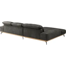 Musterring Wohnlandschaft MUSTERRING "MR 2490 Ecksofa mit erstklassigem Sitzkomfort, Long-Life-Leder", schwarz (anthrazit, s), B:342cm T:207cm, Sofas, Wohnlandschaft, Fuß Schwarz, Sitzhöhe 46cm, wahlweise mit Funktionen, Maße 342x207 cm
