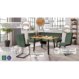 Home Affaire Eckbank HOME AFFAIRE "Oliver mit Metallgestell, Küchenbank", grün (dunkelgrün (castello 8641), schwarz), B:200cm H:89cm T:160cm, Holzwerkstoff, Massivholz, Polyester, Sitzbänke, Eckbank, verschiedene Bezüge Cord Esszimmerbank OTTOs Choice
