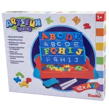 Simba Art Fun Magnettafel im Koffer – 2-in-1 Lernspieltafel mit 26 Buchstaben, 10 Zahlen, 6 Zeichen, Kreide & Schwamm, tragbare Magnettafel 29x23 cm, ab 3 Jahren