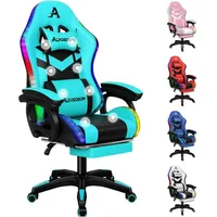 Luxuskollektion Gaming Stuhl RGB LED Massage Fußstütze ergonomisch Cyan