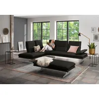 Ecksofa W.SCHILLIG "broadway, Designsofa, mit tollem Sitzkomfort, L-Form", schwarz (schwarz z59), B:284cm H:94cm T:224cm, Longlife Xtra-Leder Z59: Glattleder mit modischer Prägung. Hautstärke 0, 9 - 1, 1 mm, Sofas, Sitztiefenverstellung, Kopfteil- & Seitenteilverstellung, Breite 284cm