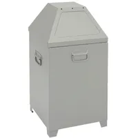 PROREGAL Abfallbehälter, selbstschließenden Doppel-Einwurfklappen, 80L, HxBxT 87x45x45cm, Inneneinsatz herausziehbar, Weiß, Abfalleimer, f. außen