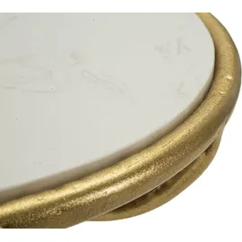 Mauro Ferretti Beistelltisch Vögel Marmor Ø 38x60 cm gold weiß - Gold/Weiß