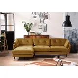 trends by hg Ecksofa TRENDS BY HG "Japan L-Form", gelb (senf), B:270cm H:84cm T:155cm, Sofas, Ecksofa, mit Fuß in Holz-Metallkombination, Recamiere rechts oder links