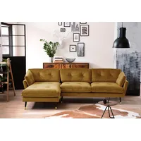 trends by hg Ecksofa TRENDS BY HG "Japan L-Form", gelb (senf), B:270cm H:84cm T:155cm, Sofas, Ecksofa, mit Fuß in Holz-Metallkombination, Recamiere rechts oder links