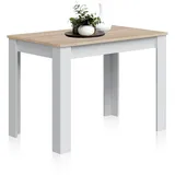 Habitdesign Fester Beistelltisch, ESS- oder Küchentisch, Finish in weiß und kanadischer Eiche, Modell Cloe, Maße: 109 cm (L) x 67 cm (T) x 78 cm (H)