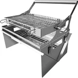 Tragbarer 360° drehbarer Holzkohlegrill mit umklappbarem Korb – 304 Edelstahl Smoker Grill für Camping, Heckklappe und Outdoor-Abenteuer, leicht zu zerlegen, inklusive kostenloser BBQ-Tasche, neues