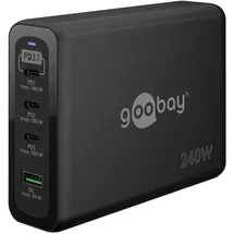 goobay Multiport-Schnellladegerät 240 W, schwarz
