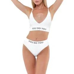 YOU DO YOU Damen Sport-BH Sport-Bustier nahtloses Sport-Oberteil Yoga-BH 904941 Weiß - XS