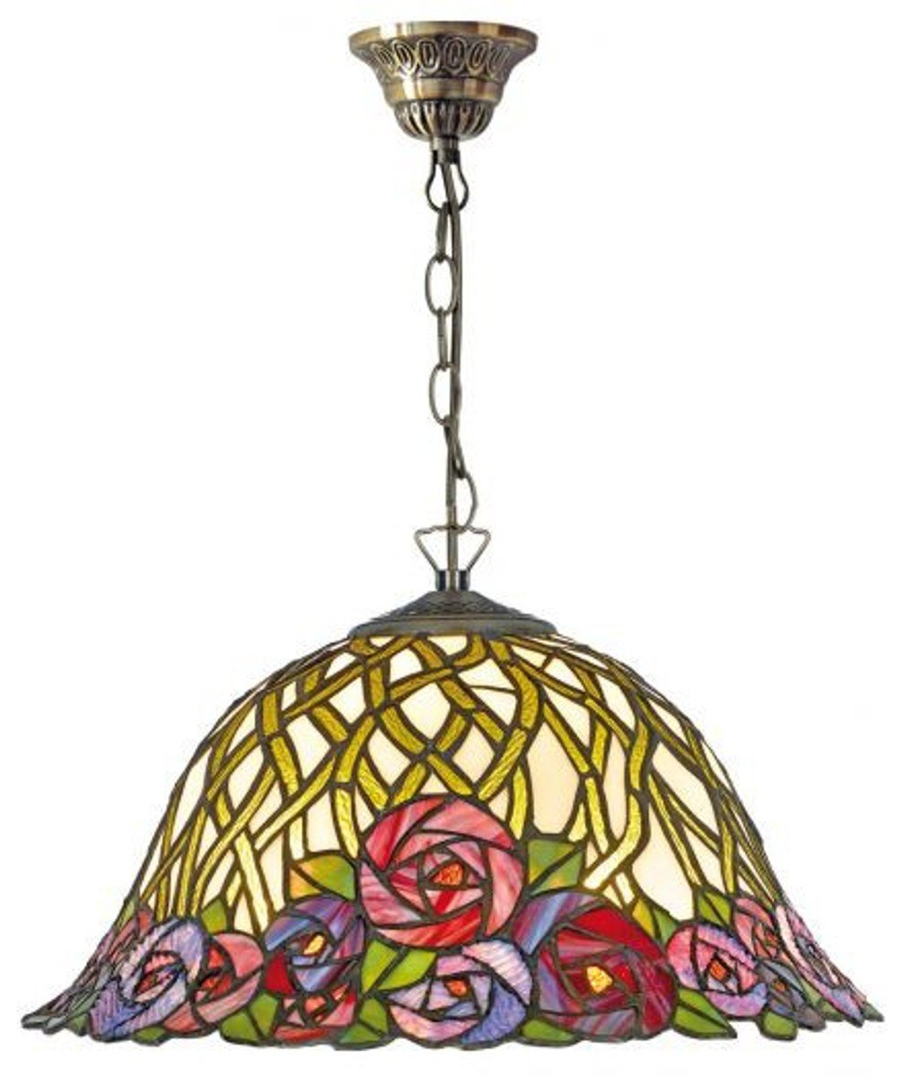 Casa Padrino Tiffany Deckenleuchte / Hängeleuchte mit Kette Mosaik Glas Durchmesser 40 cm - Leuchte Lampe