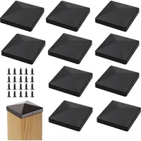 Kunststoff-Pfostenkappe 10x10 schwarz wasserdicht mit Schrauben - Pfostenabdeckung Pyramidenspitze.