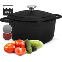 Klarstein ToCis Big BBQ Emaillierter Gusseisen Topf, 3,9L Bräter,