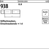 Industrial Quality Supplies DIN 938 Stiftschraube M24x60 Stahl 8.8