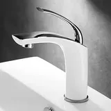 DPNABQOOQ Waschbecken Wasserhahn Gold und Weiß Bad Mischbatterie Waschtisch Wasserhahn Messing Waschbecken Wasserhahn Heißen und Kalten Waschbecken Wasserhahn Neu