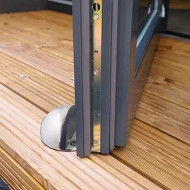 Relaxdays Türstopper, für den Boden, zum Schrauben & Kleben, Flacher Zimmer Türanschlagpuffer, Silber/schwarz