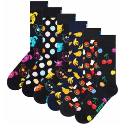 Happy Socks Unisex Socken, 6er Pack - Classic, Muster, Baumwollmischung, gemischte Farben Dog-Banana 41-46