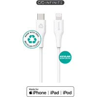 eSTUFF INFINITE Super Soft 100% 3 m, gerade zu Lightning USB C, Männlich, Männlich, Weiß