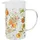 Decoris Kanne 17cm Glas mit Pfirsich Motiv - Karaffe Krug Trinkgeschirr Glaskanne Wasserkanne Saftkanne Limonadenkrug Servierkanne Geschirr Transparent Gelb