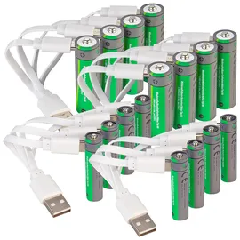 Tka 16er-Set wiederaufladbare Batterien: 8x AA (3000mWh), 8x AAA (800mWh)