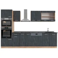 Vicco Küchenzeile R-Line 300 cm Schwarz Beton Eiche