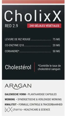 ixX Pharma CholixX Red 2,9 Roter Reis CoQ10 & Vitamine B9-B12 Cholesterin 240 Kapseln