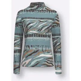 CREATION L Stehkragenshirt in jade-graphit-bedruckt | Gr.: 42,