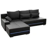 Juskys Sofa Davos mit LED in L-Form links Dunkelgrau