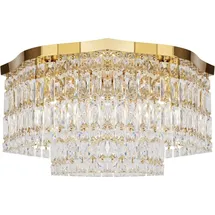 Licht-Erlebnisse Deckenleuchte INGA Gold Transparent Art Déco 6x E14 bis 60W LE116357