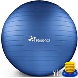 TRESKO Gymnastikball Anti-Burst, groß, Ø 65cm, mit Pumpe, indigoblau