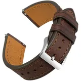 EACHE Uhrenarmband 20mm, Uhrenarmband Leder mit Schnellverschluss, Italien Pueblo Spezielles Mattiertes Leder Uhrband, Top Grain Uhrenarmbänder für Herren/Damen (Kaffee-Silber Schnalle)