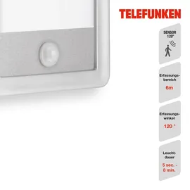 Telefunken Außenleuchte Kunststoff 4,5 cm inkl. Bewegungsmelder silber