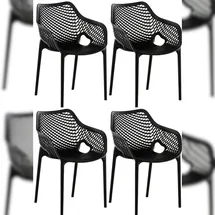 CLP Gartenstuhl Air XL Gartenstuhl-Set 57 x 60 x 81 cm schwarz 4 St.
