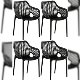 CLP Gartenstuhl Air XL Gartenstuhl-Set 57 x 60 x 81 cm schwarz 4 St.