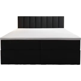 Trada Palermo Boxspringbett 140x200 mit Bettkästen H3 Matratze Schwarz - Trada