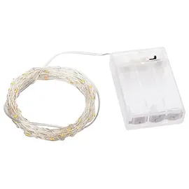 buttinette LED Micro-Lichterkette mit Batteriekasten und Timer, 100 LEDs