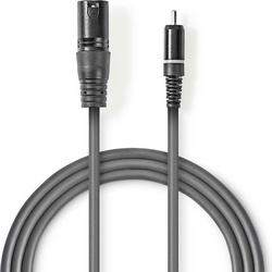Nedis Audiokabel XLR 3-polig männlich - RCA männlich (3 m), Audio Kabel